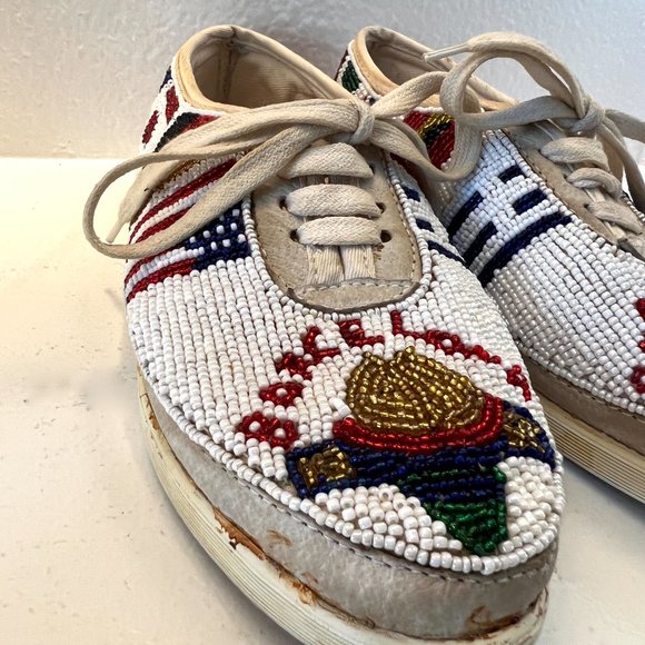 Beaded Barcelona Olympics 1992 Tennis Shoes - Colorwerks - Size 6 1/2  6.5 - Picture 1 of 13